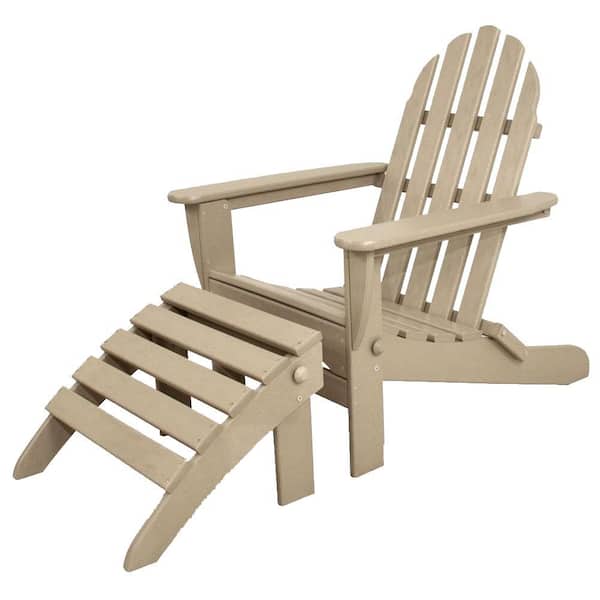 Ivy Terrace Classics Sand 2-Piece Folding Plastic Adirondack Chair