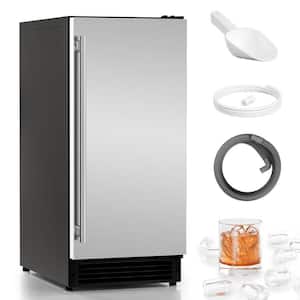 15 in. 55 lbs. Bullet Ice Commercial Freestanding/Built-In Ice Maker in Stainless Steel, 26 lbs. Storage, Hidden Filter