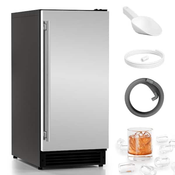 15 in. 55 lbs. Bullet Ice Commercial Freestanding/Built-In Ice Maker in Stainless Steel, 26 lbs. Storage, Hidden Filter