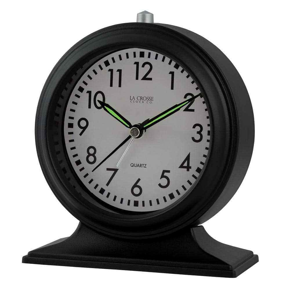Small Black Plastic Round Analog Alarm Clock