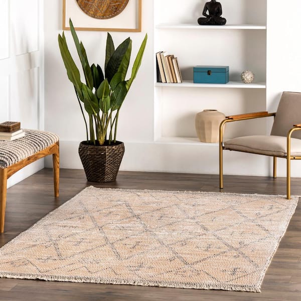 5 ft. x 8 ft. Beige Chantal Tribal Hand Woven Trellis Area Rug