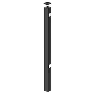 2 in. x 2 in. x 5-7/8 ft. Black Aluminum Fence End Post