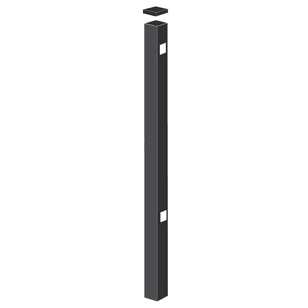 Barrette Outdoor Living Beechmont Heavy-Duty 2-1/2 in. x 2-1/2 in. x 5-7/8 ft. Black Aluminum Fence Gate Post