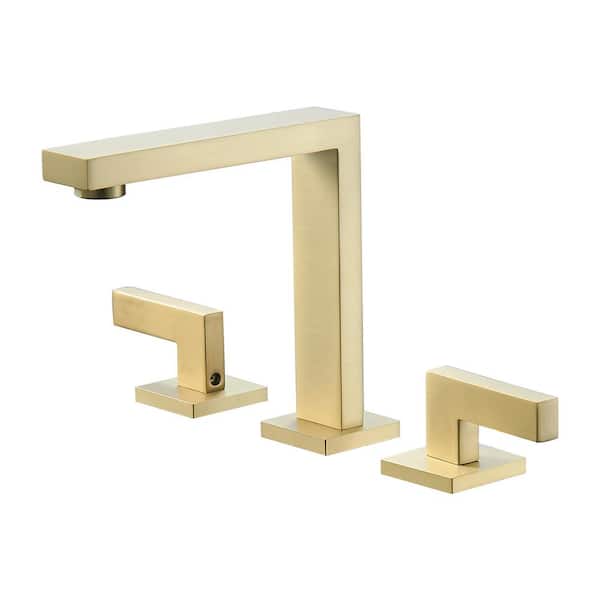 Unbranded 8 in. Widespread 2-Handle Bathroom Faucet with Pop-up Drain Assembly in Brushed Gold