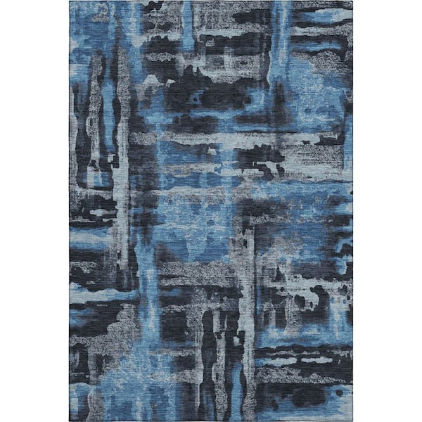 Mayfield Premium Machine Washable Abstract AMF2015 Black 3 ft. x 4 ft. Area Rug