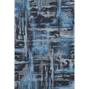 Mayfield Premium Machine Washable Abstract AMF2015 Black 8 ft. x 10 ft. Area Rug