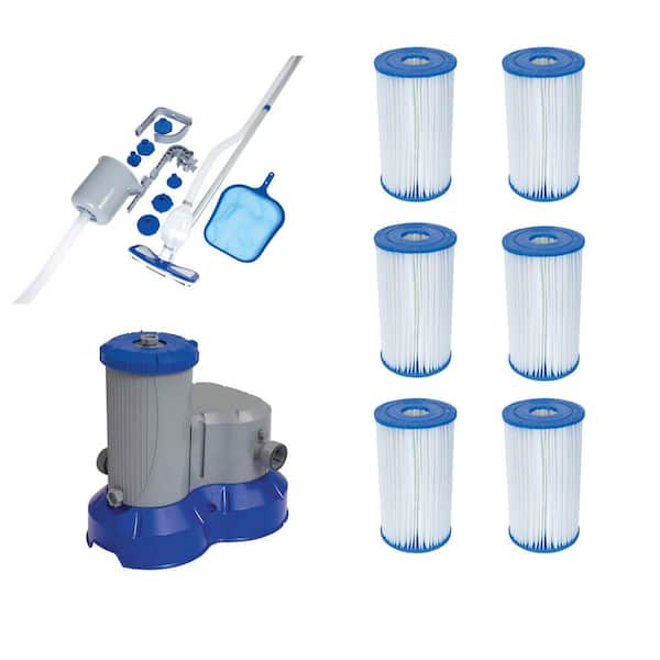 Bestway 1.25 in. Dia Pool Maintenance Kit, Replacement Cartridge 6, Filter Pump