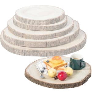 Barky Natural Wood Slabs Rustic Ornament Slice Tray Table Charger (Set of 5)