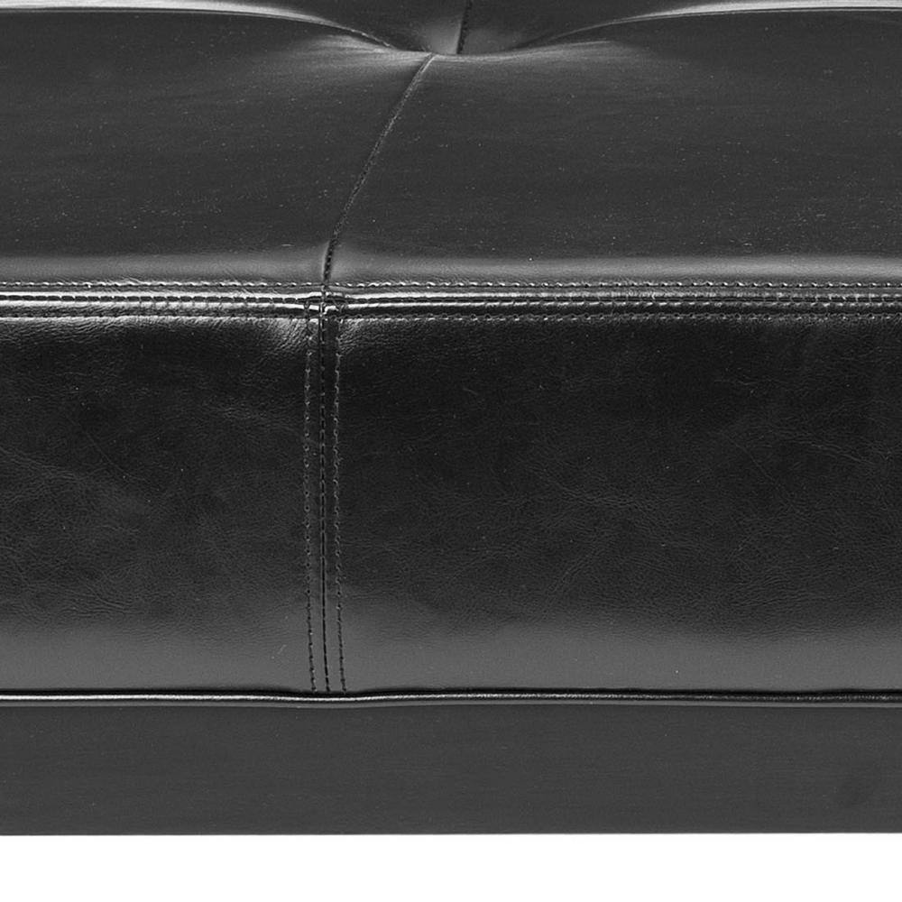 Elegante 48" Transitional Black Tufted Cocktail Ottoman