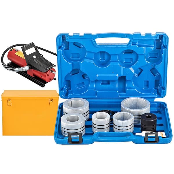 SKYSHALO Hydraulic Exhaust Pipe Expander, 1-5/8 in. to 4-1/4 in. Size, 10 T Pedal Pump Included with 4-Dies, 2-Storage Cases