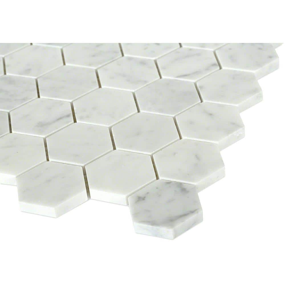Hexagon White Carrera 4 in. x .31 in. Mesh-Mounted Mosaic Floor and Wall Tile Sample price history on PriceWatchPro