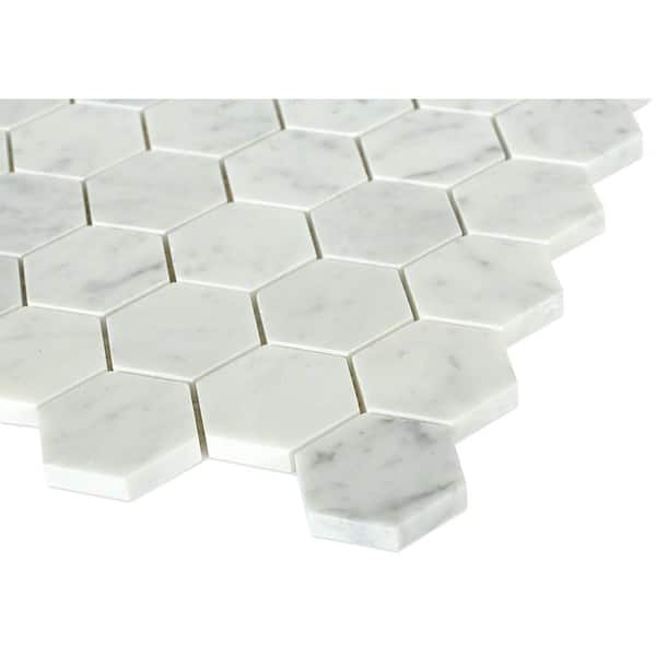 Ivy Hill Tile Hexagon White Carrera 4 in. x .31 in. Mesh-Mounted Mosaic Floor and Wall Tile Sample