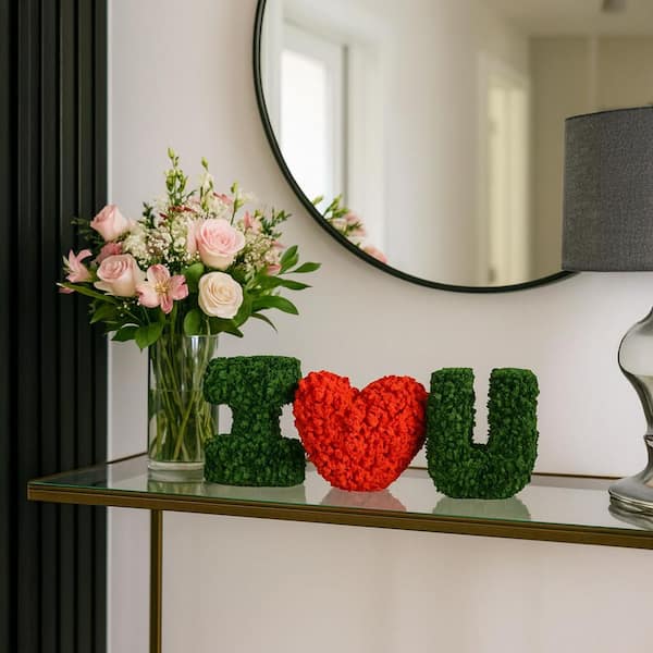 Multi-Colored 4 in. x 4 in. Non Artificial Dried Preserved Decorative I Love You, I Heart You Non Wood Sculpture