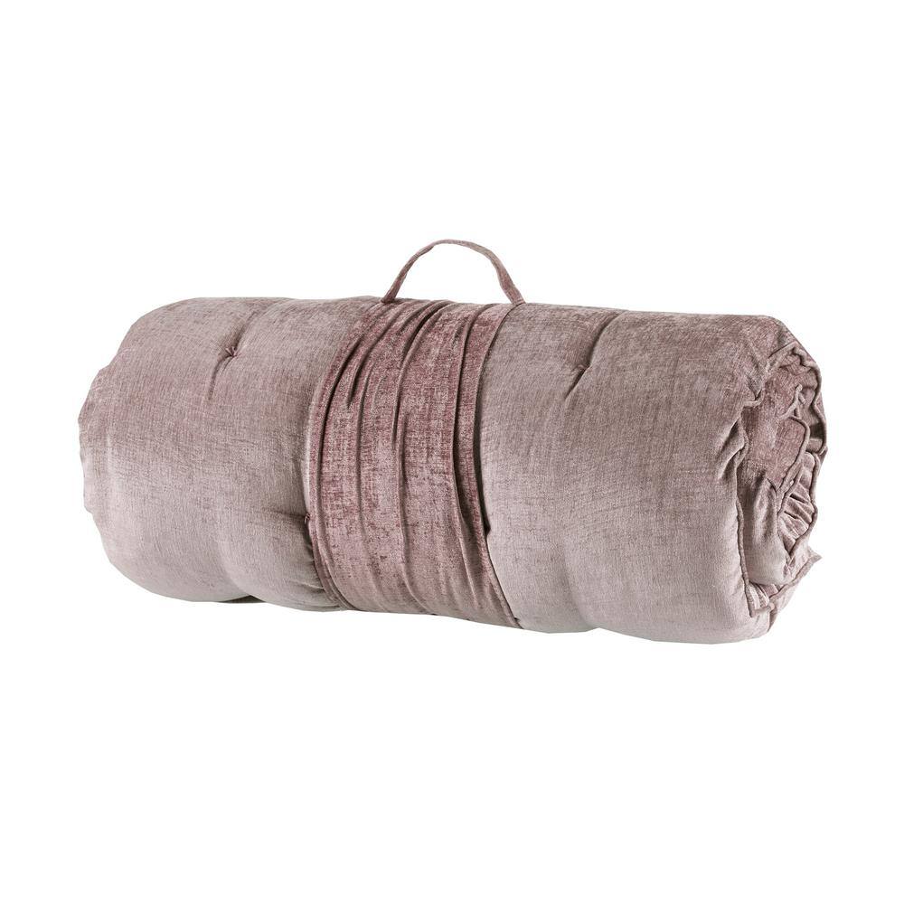 Blush Pink Poly Chenille Tufted Lounge Floor Pillow Cushion