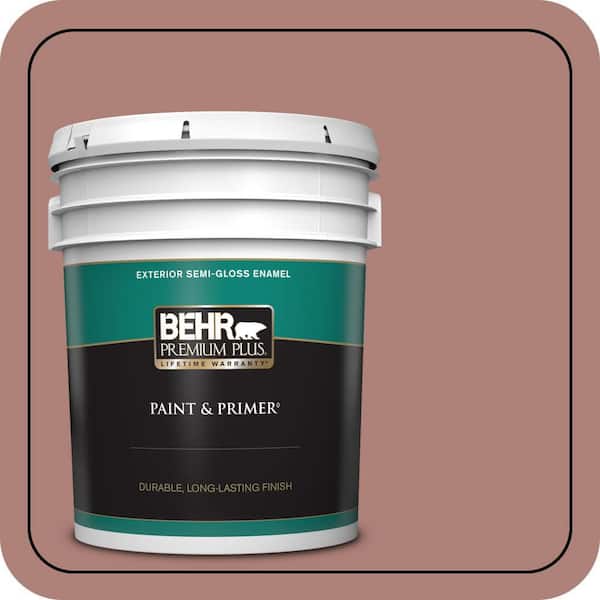 BEHR PREMIUM PLUS 5 gal. #S170-5 Smoke Bush Rose Semi-Gloss Enamel Exterior Paint & Primer
