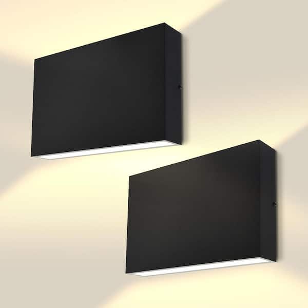 10 Inch Black Modern LED Up and Down Outdoor Wall Sconce, 5CCT, IP65, CRI80, 24W, 2000LM, Wall Light, Wet & ETL 2 Pack