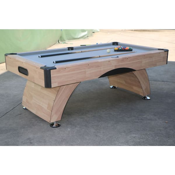 84 in. Wooden Pool Table with Billiard Balls, 2 Cues, 1 Brush, 1 Tripod, 2 Chalks