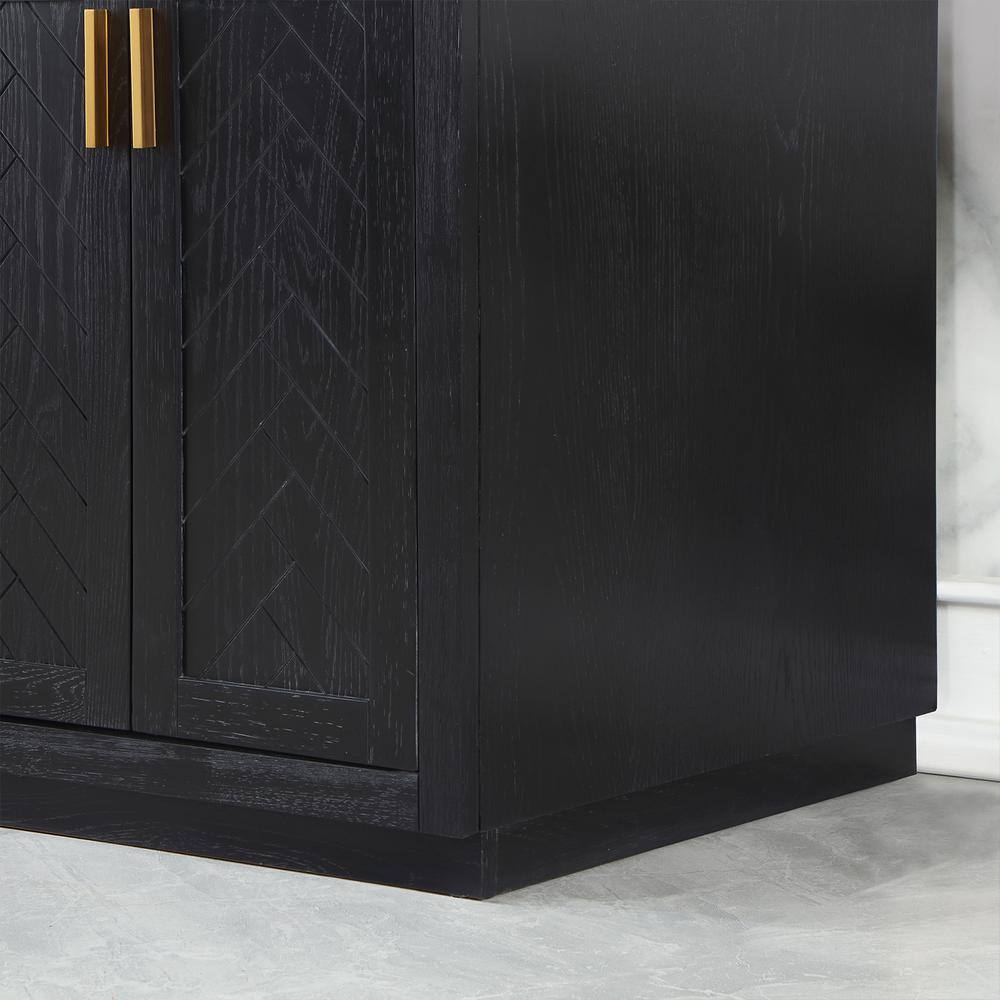 Gazsi 72" Black Oak Double Bathroom Vanity with Composite Stone Countertop