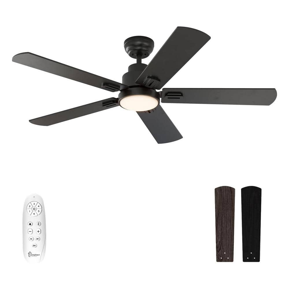 62 in. Indoor/Outdoor Black Ceiling Fan with Color Changing LED and Remote 