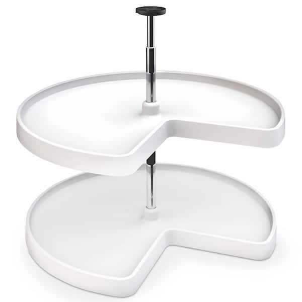 2-Shelf White 28 in. Lazy Susan Kidney Polymer