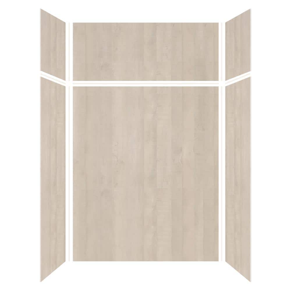 Bleached Oak 60'' x 36'' x 96'' Composite Solid Surface Shower Wall Kit