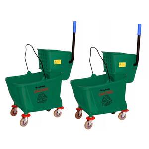 36 Qt. Mop Bucket with Side Press Wringer in Green (2-Pack)