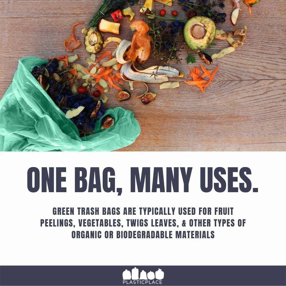 Plasticplace 32-33 Gallon Trash Bags, Green (100 Count)