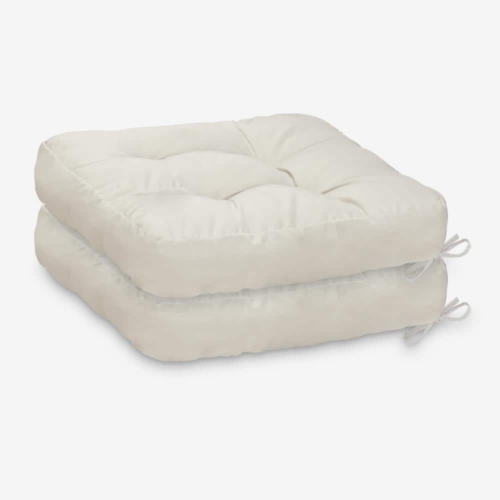 16.5 in. x 16.5 in. 2-Piece Square Outdoor Dining Chair Cushion with Ties in White price history on PriceWatchPro