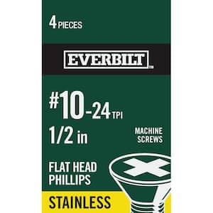 #10-24 x 1/2 in. Phillips Flat Head Stainless Steel Machine Screw (4-Pack)