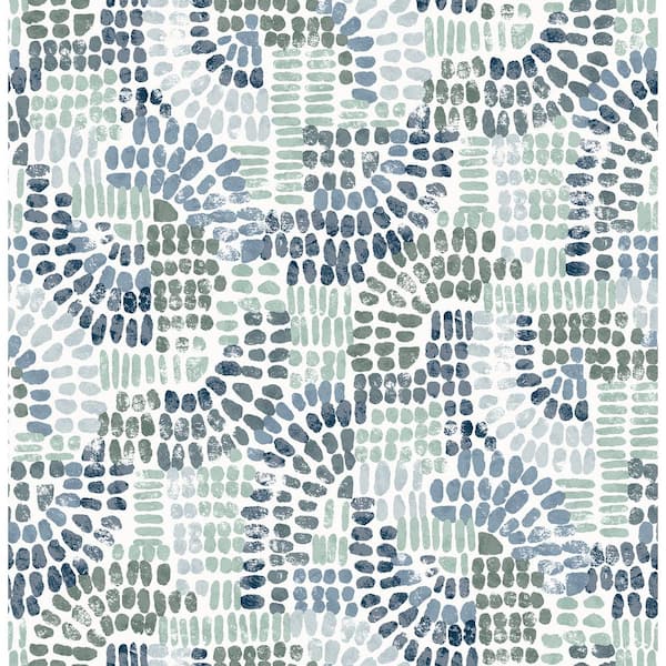 A-Street Prints Wanderer Blueberry Mosiac Wallpaper Sample