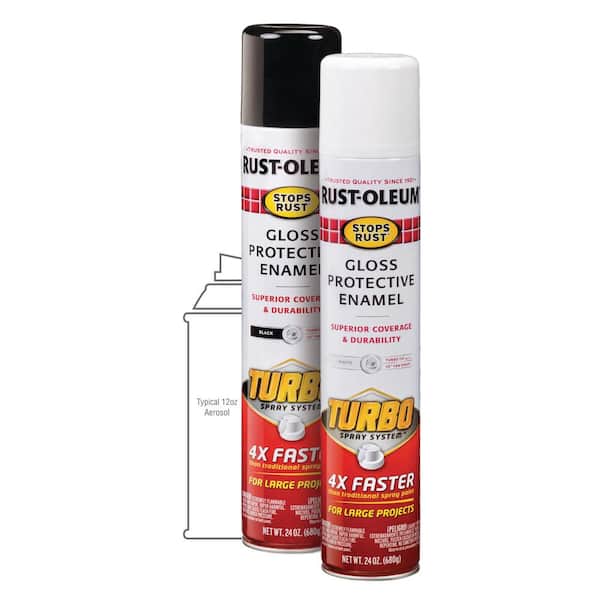 Rust-Oleum Stops Rust 24 oz. Turbo Spray System Gloss Black Spray Paint  334128 - The Home Depot