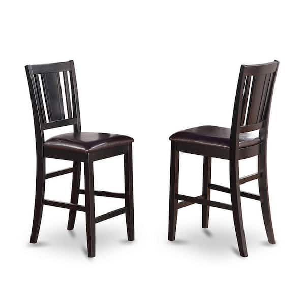 East West Furniture Black Faux Leather Upholstered Wooden Chairs With Cushion, (Set of 2)