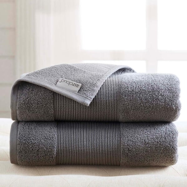 MODERN THREADS Air Cloud 2-Piece Charcoal Gray Oversized Bath Sheet