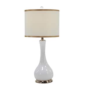 29 in. White Metal Task and Reading Table Lamp with Gold Accents (Set of 2)