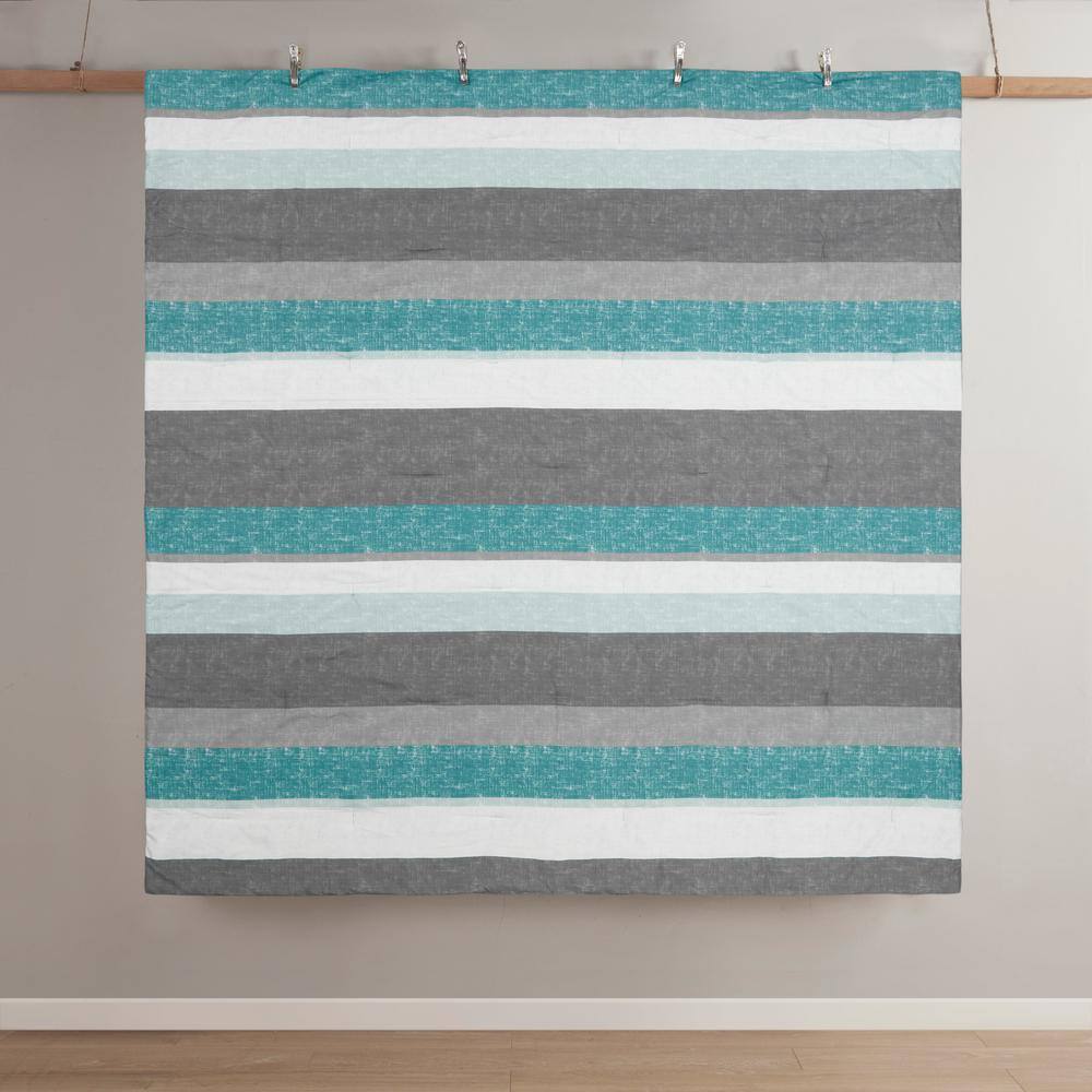 Aqua and Grey Reversible Microfiber Full Bedding Set