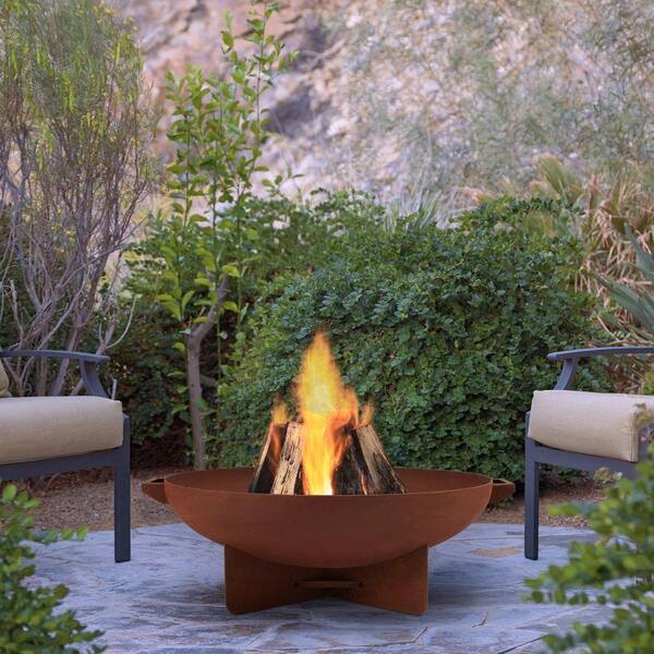 Real Flame Anson 32 in. Wood Burning Steel Fire Bowl in Rust