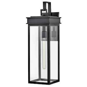 Cole 1-Light Black Outdoor Hardwired Wall Lantern Sconce