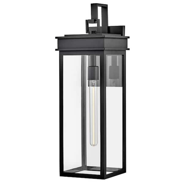 Cole 1-Light Black Outdoor Hardwired Wall Lantern Sconce