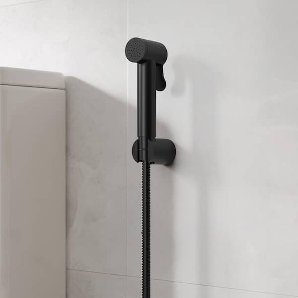 Modern 1 Handle Bidet Faucet with Handle Wall Mount Bidet Sprayer for Toilet with Rough-in Valve in Matte Black