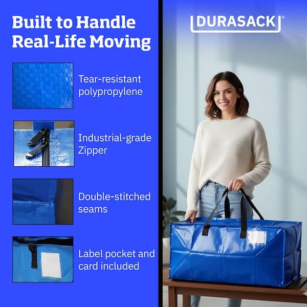 DURASACK 20 Gal. Heavy-Duty Moving and Storage Bag Blue