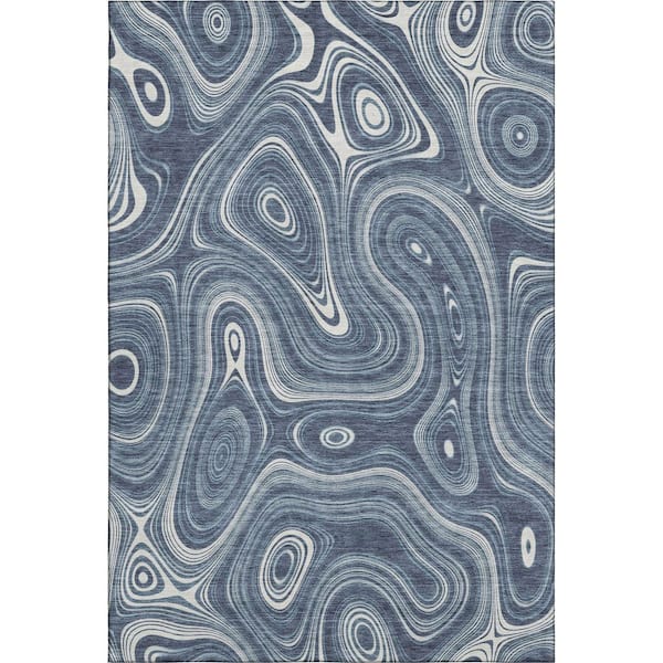 Mayfield Premium Machine Washable Abstract AMF2097 Blue 10 ft. x 14 ft. Area Rug