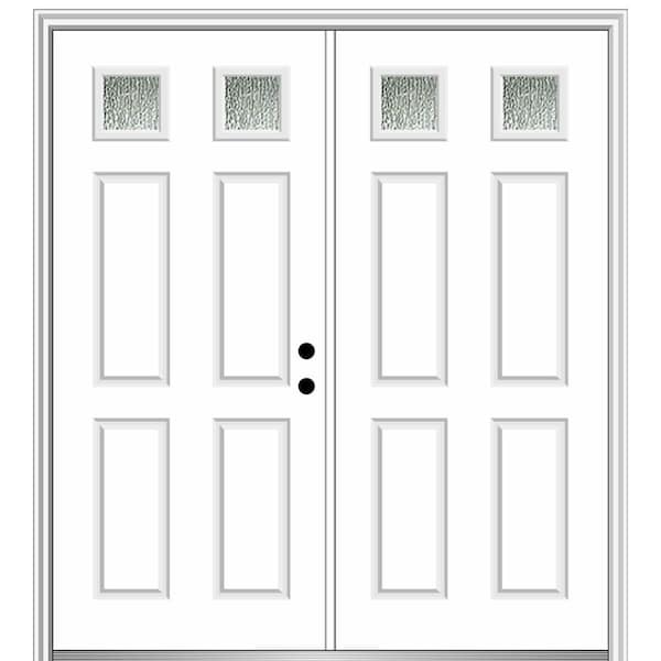 MMI Door 68 in. x 80 in. Left-Hand Inswing Rain Glass Primed Fiberglass Prehung Front Door on 6-9/16 in. Frame