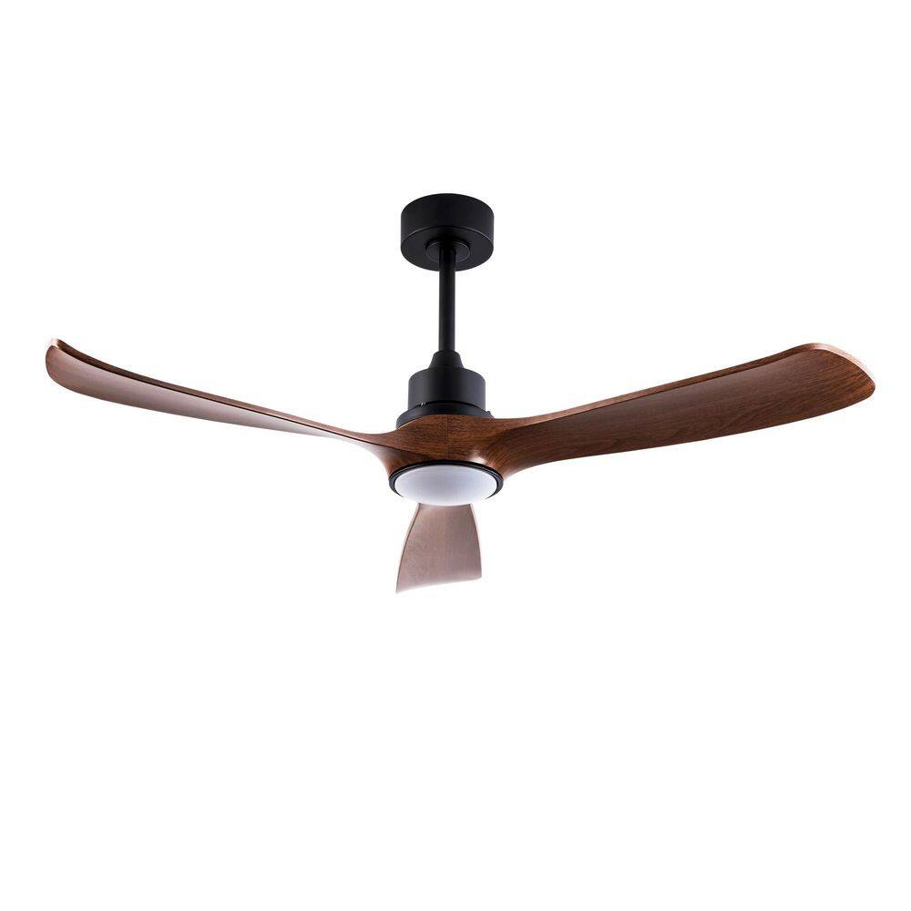 52 in. Dark Walnut Propeller Ceiling Fan with LED Light and Remote, Downrod Mount, 3-Color Fan Light price history on PriceWatchPro