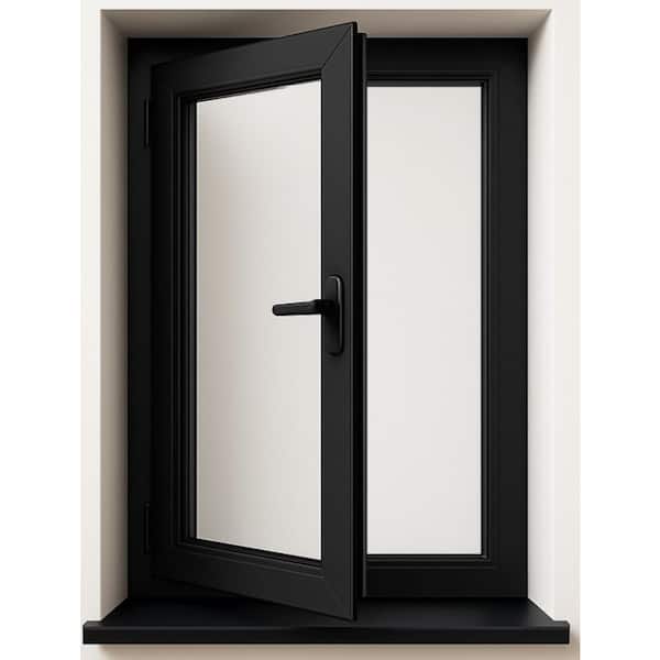 36 in. x 60 in. BLK/Wht, Single Sash, uPVC Triple Pane, Tilt and Turn Window, Replacement/New Construction w/Screen, LH