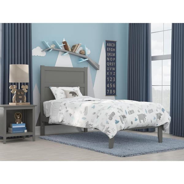 AFI NoHo 38-1/4 in. W Grey Twin Size Solid Wood Frame with Attachable USB Charger Platform Bed