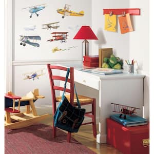 10 in. x 18 in. Vintage Planes 22-Piece Peel and Stick Wall Decals