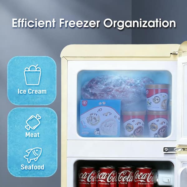 JEREMY CASS 3.5 cu.ft. Retro Mini Refrigerator in Off-White w/ Top