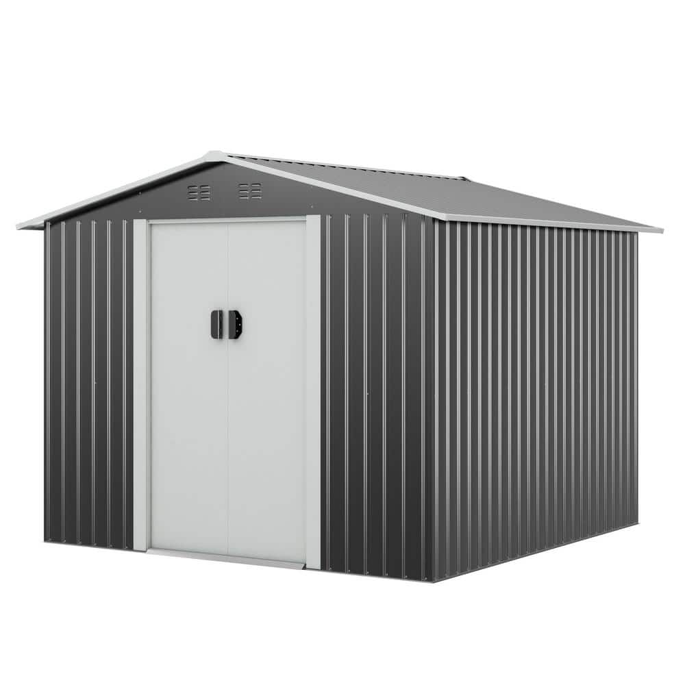 8.4 ft. W x 8.4 ft. D Outdoor Storage Metal Shed Garden Tool Steel Shed with Sliding Doors and Vents(70.56 sq. ft.) -  JAXPETY, HG61P1329-T01