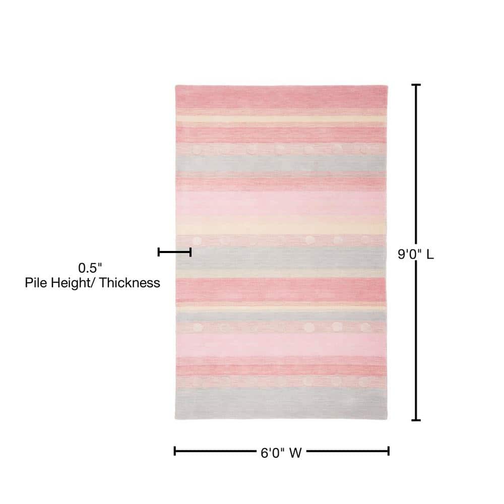 Handmade Light Blue/Pink Wool 6' x 9' Kids Tufted Area Rug