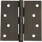 4 in. Square Corner Oil Rubbed Bronze Door Hinge Value Pack (3 per Pack)